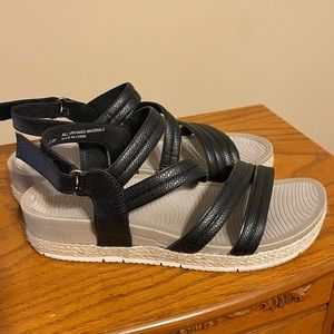 Cute sandals by Baretraps,  Velcro adjustable back.
